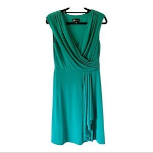 AGB Sleeveless Green Crossover V-Neck Ruffle Dress Size Medium